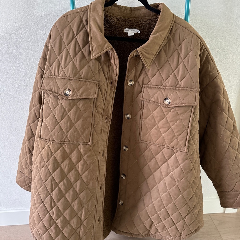 Good American fleece lined quilted oversized jacket